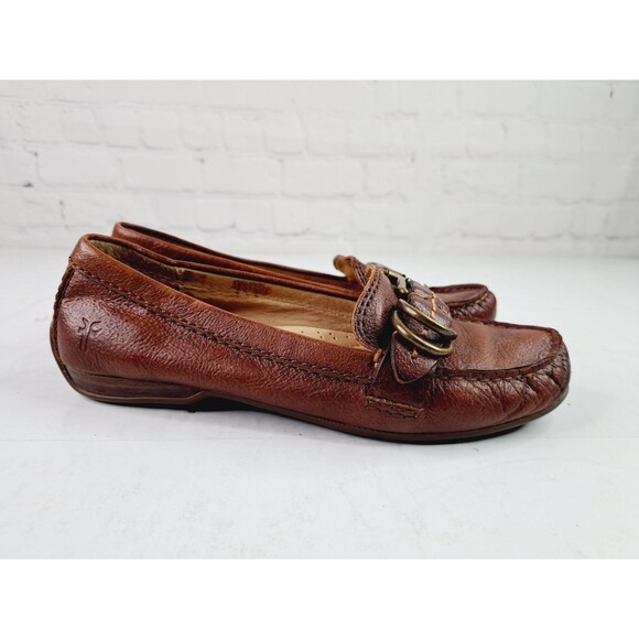 FRYE JANET D RING BROWN LEATHER OXFORD SIZE 6 LOAFER MOCCASIN SHOES - Picture 1 of 7